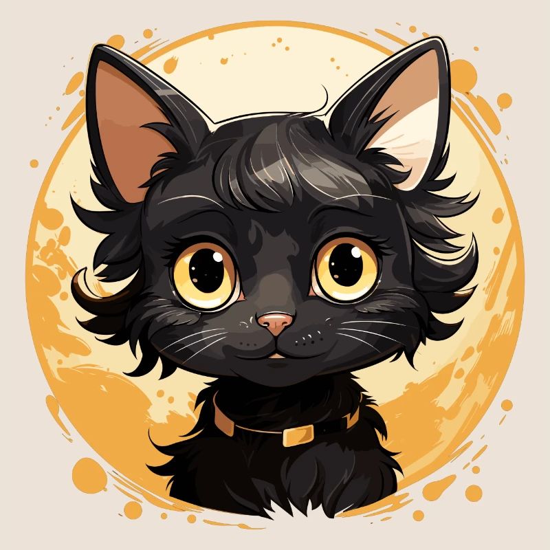 black cat kawaii, cute design