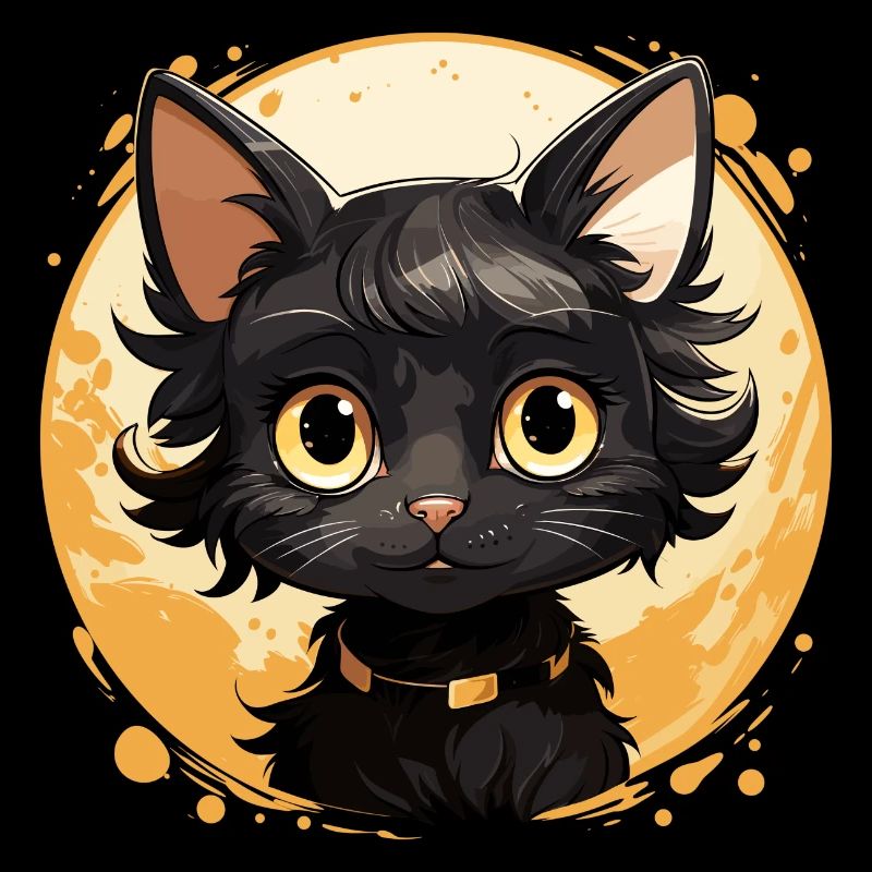 black cat kawaii, cute design