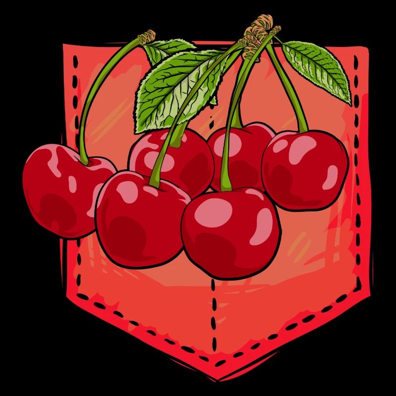 Früchte Obst Kirschen Geschenk Brusttasche Kirsche