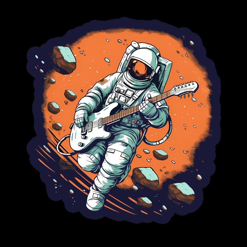 Astronaut with guitar space guitarist