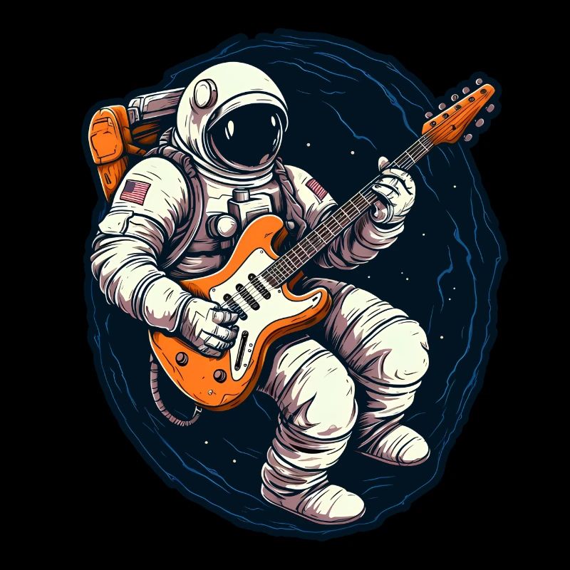 Astronaut with guitar space guitarist