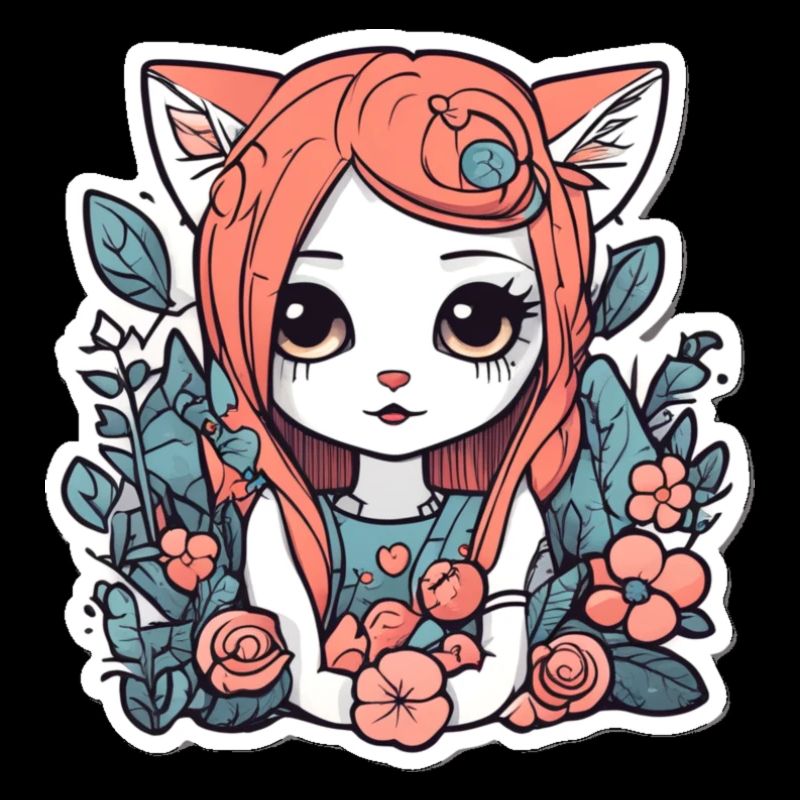 Fille chat dans Rose Garden