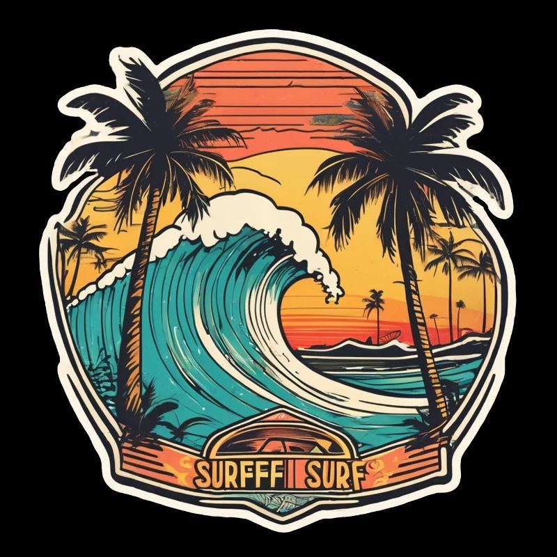 Surfing Beach Palm Tree Sunshine Holidays