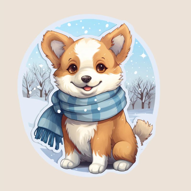 Welsh Corgi avec écharpe