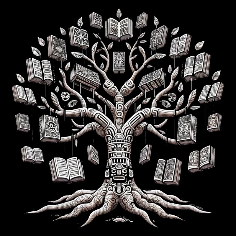 Arbre enchanté de la connaissance : arbre à livres.