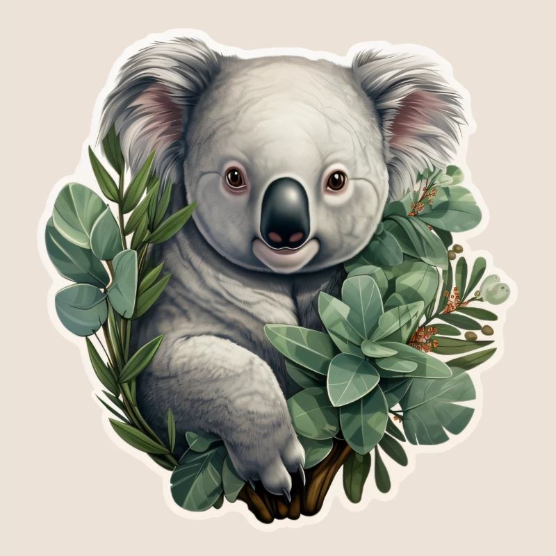 Koala with eucalyptus