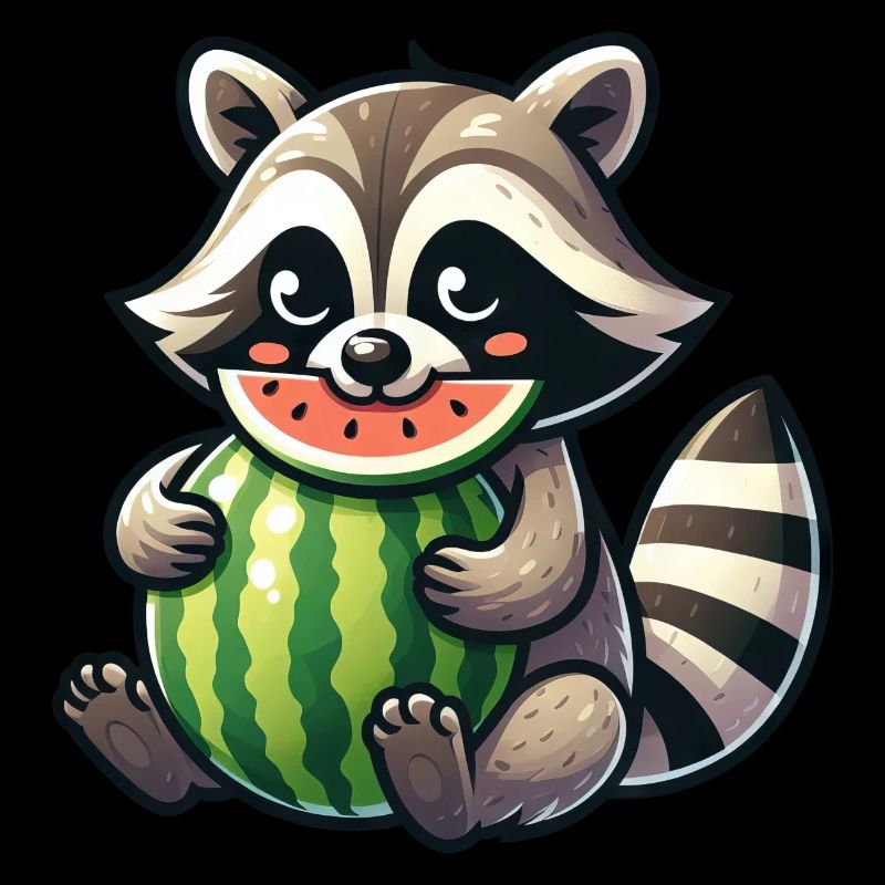 Raton laveur à la pastèque fruité drôle