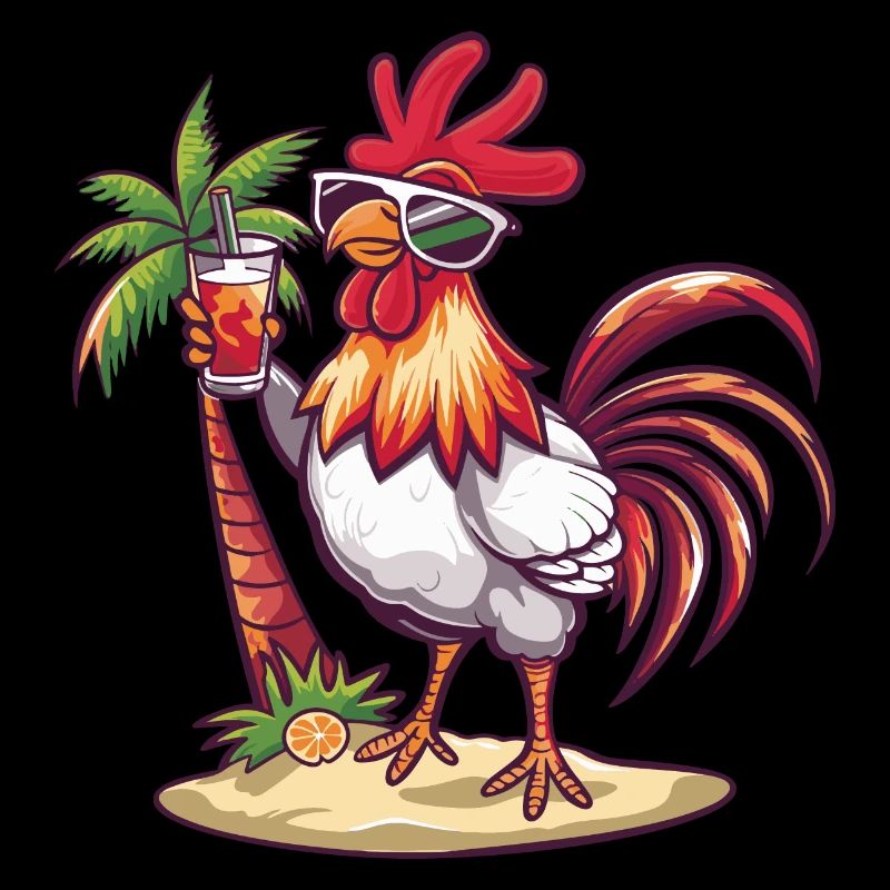 Coq d’été plage bande dessinée