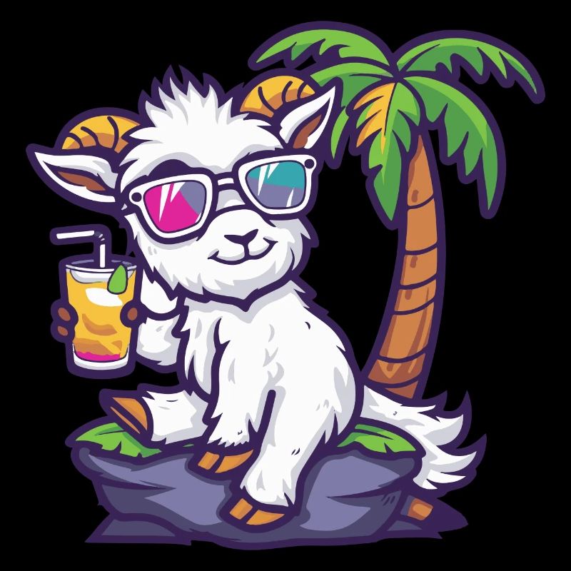 Montagne Chèvre Été Plage Bande Dessinée