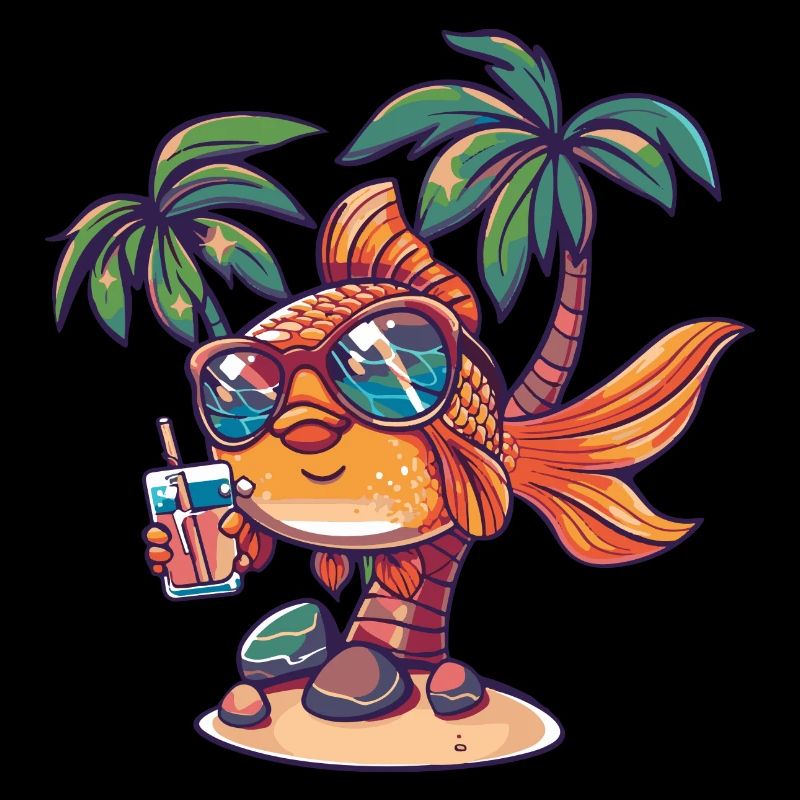 Goldfisch Sommer Strand Comic