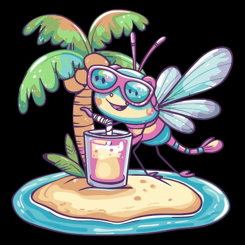 Libelle Sommer Strand Comic