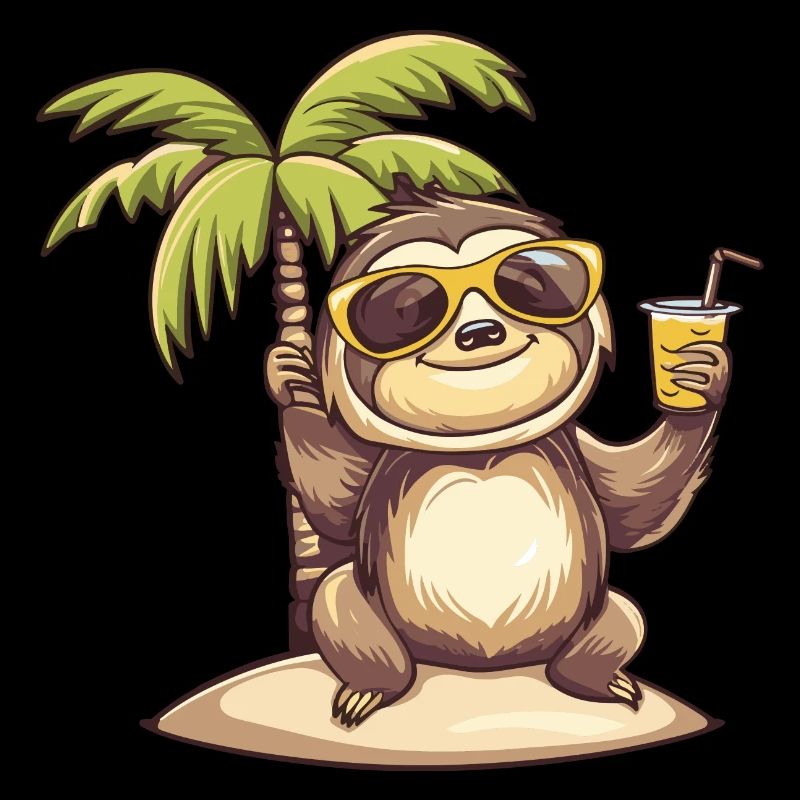 Faultier Sommer Strand Comic