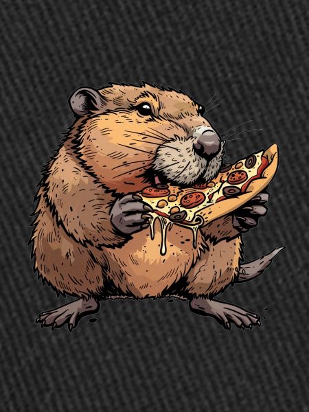 Beaver eats pizza