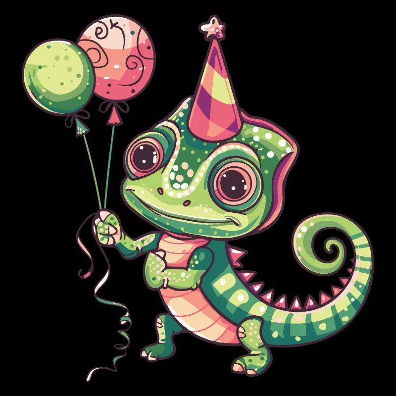Chameleon Birthday Comic Cute