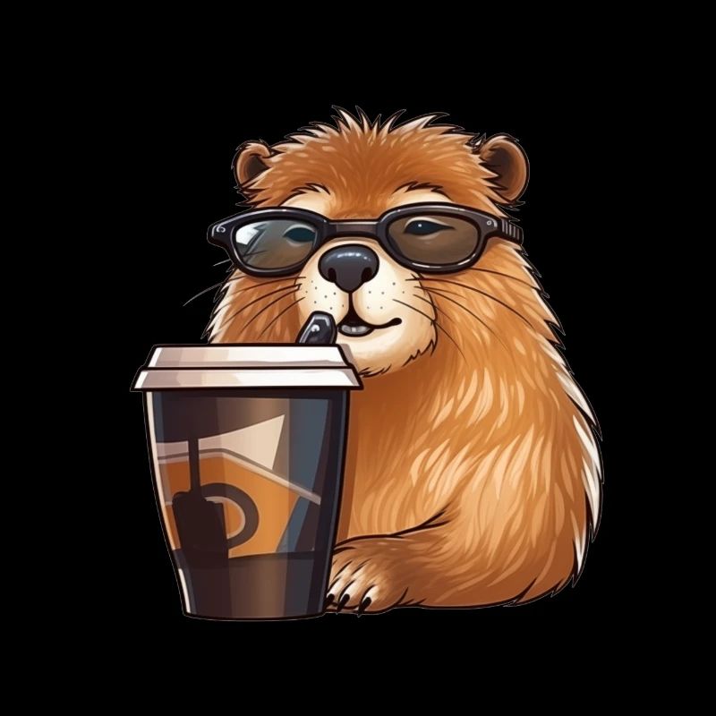 Capibara drinks coffee