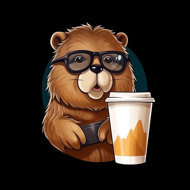 Capibara drinks coffee