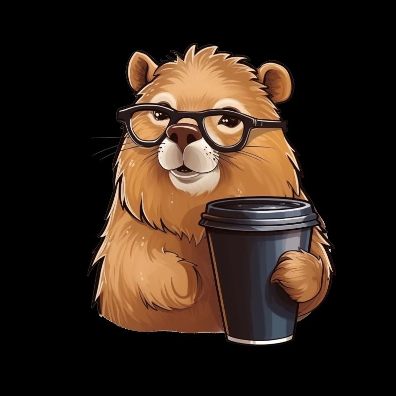 Capibara drinks coffee