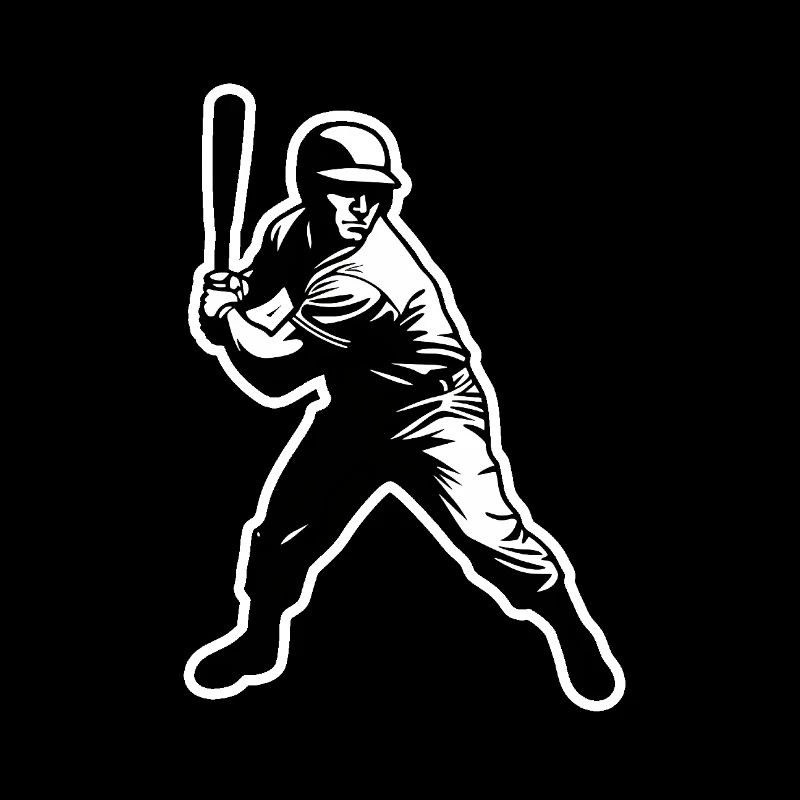 Joueur de baseball noir blanc