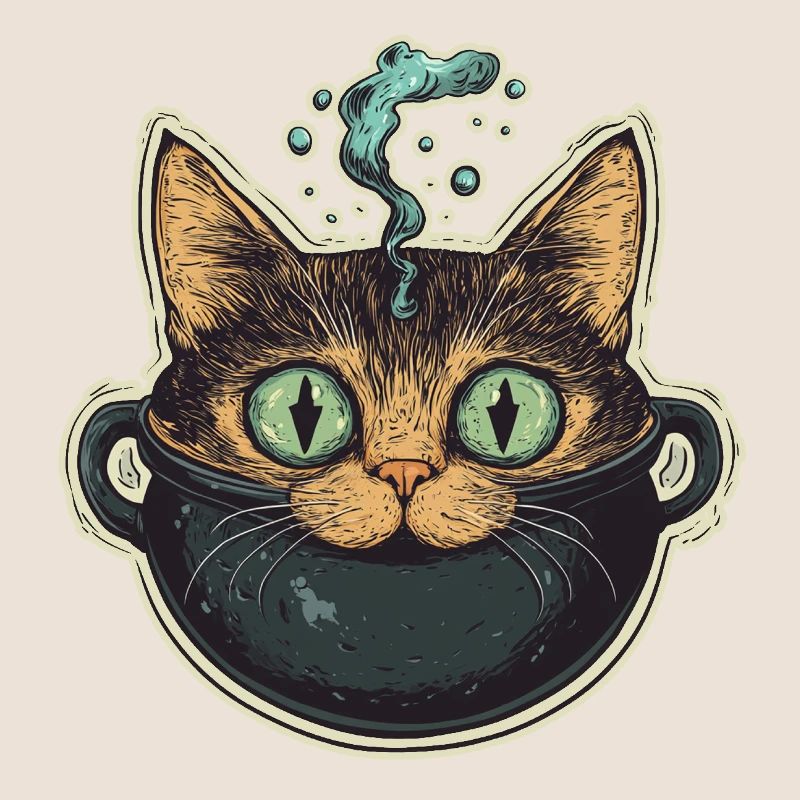 Chat Chaudron Chat Sorcière Halloween