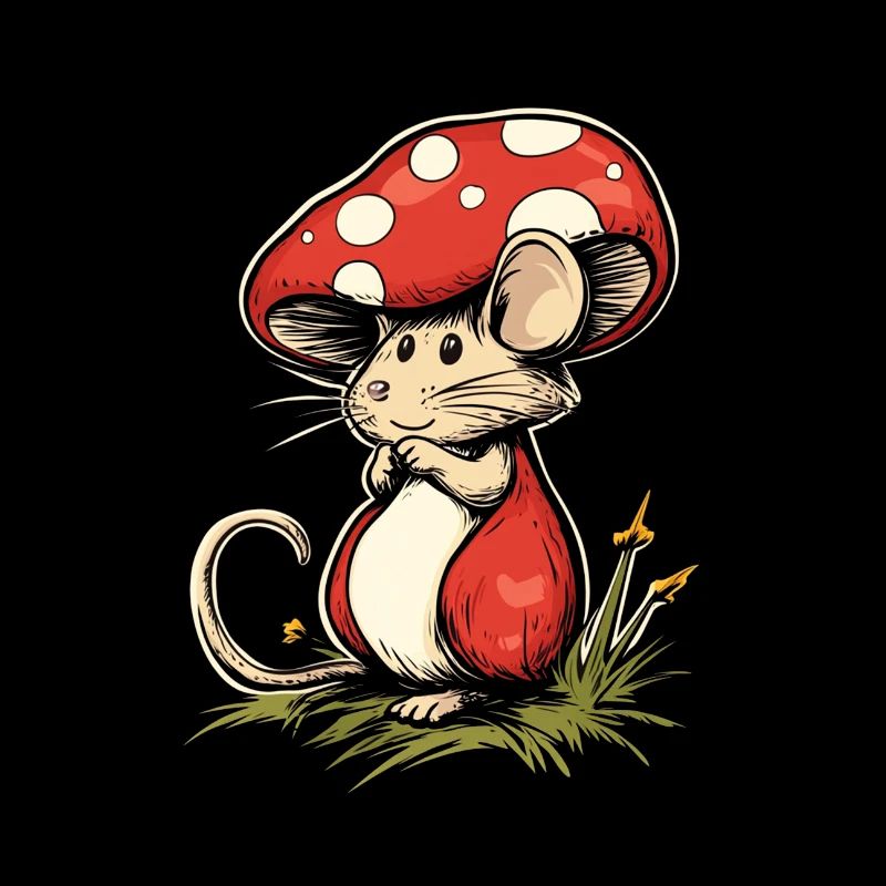 Champignon souris drôle d’animal et motif de champignon