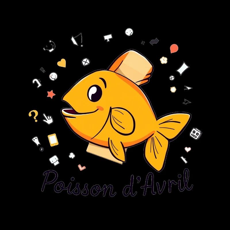 Poisson d’Avril - Orange Cartoon Fish
