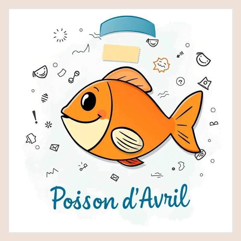 Poisson d’Avril - Orange Cartoon Fish