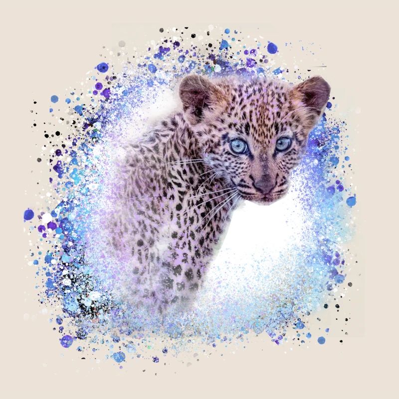 leopard, katze, wildkatze, graffiti, malerei,blau
