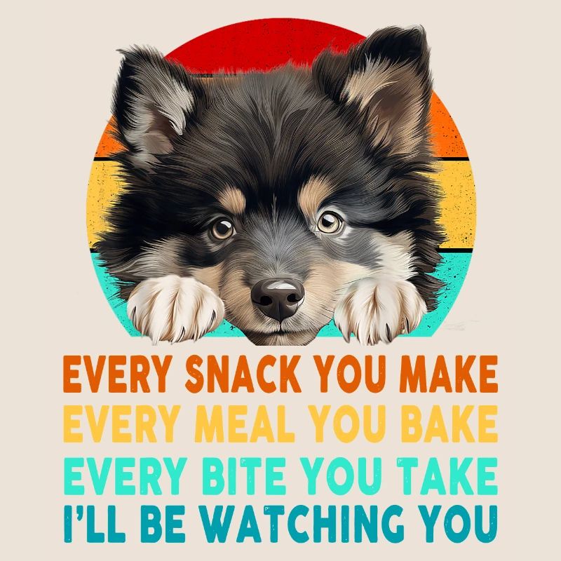 Finnischer Lapphund oder Lappie Hund Mama Papa Jeder Snack
