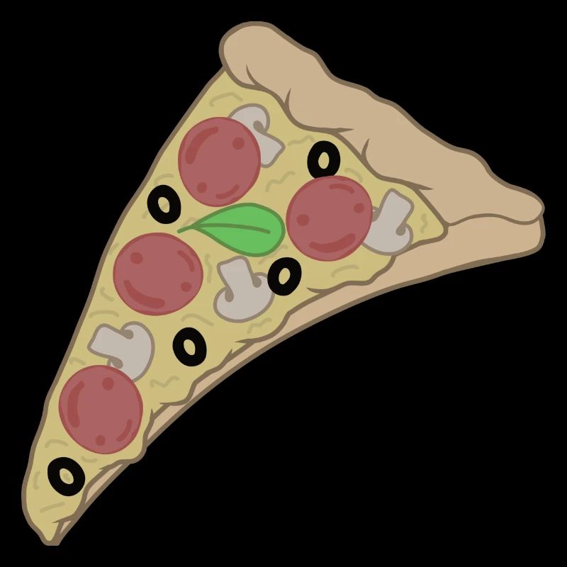 Une part de pizza avec des tranches de salami souriantes
