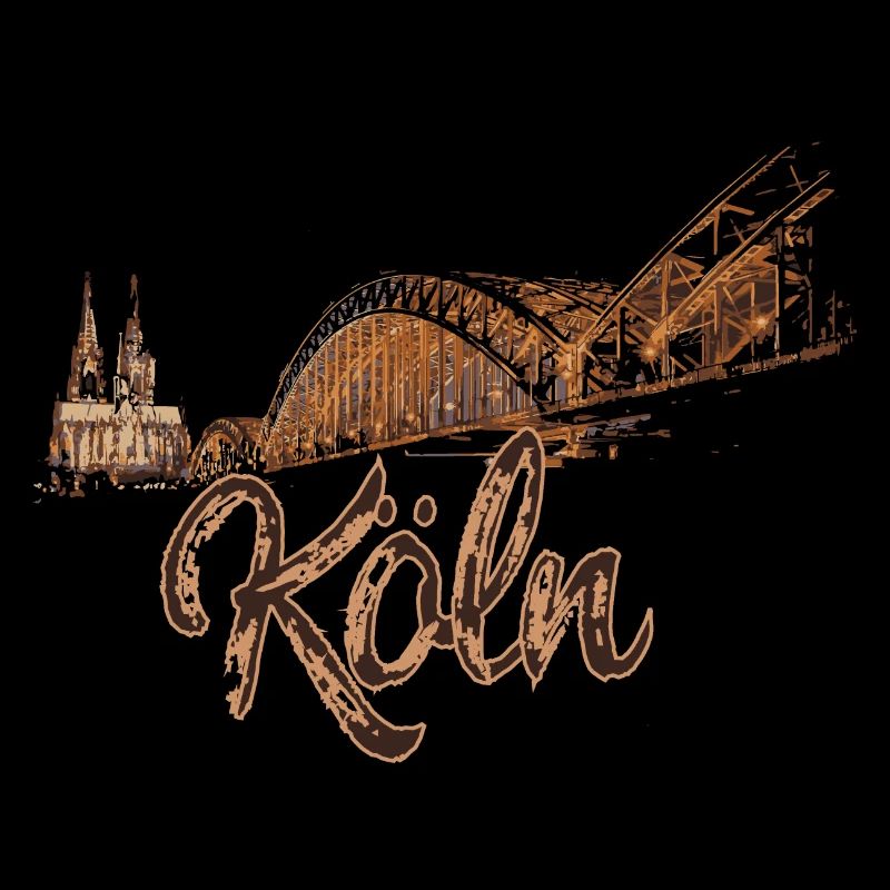 cologne, skyline, pont, cologne, marron
