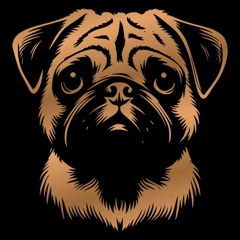 Carlin, Tête de chien, dessin bronze