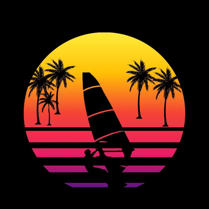 Idée cadeau surfeur coucher de soleil palmier