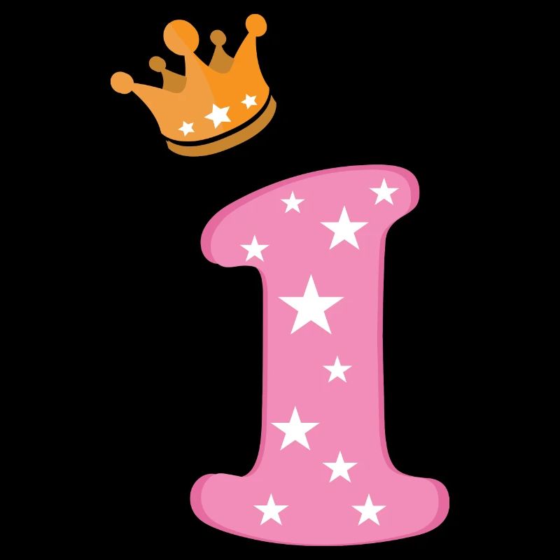 Geburtstag Mädchen Krone Pink Zahl Eins Sterne