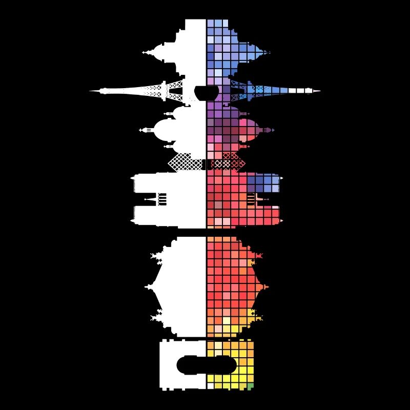 Paris Frankreich Stadt Skyline Pixel Bunt