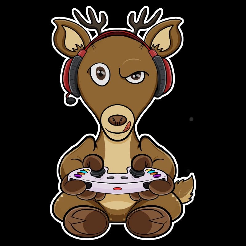 Deer With Gaming Controller I Funny Gaming I Gamer