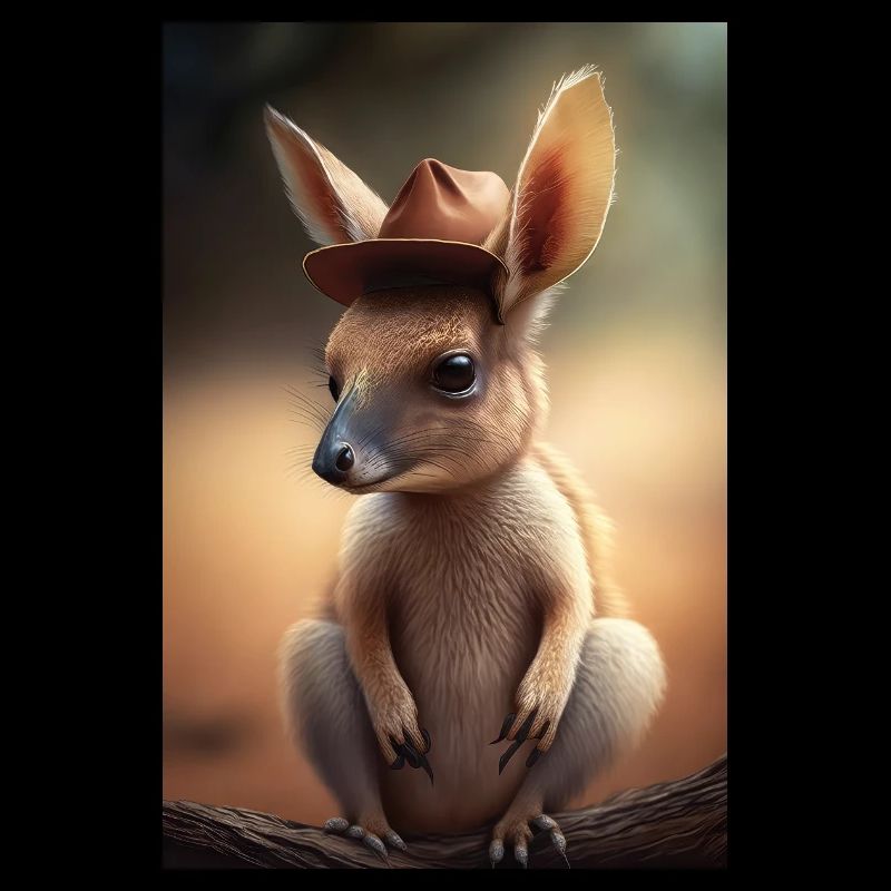 Kangourou mignon avec chapeau