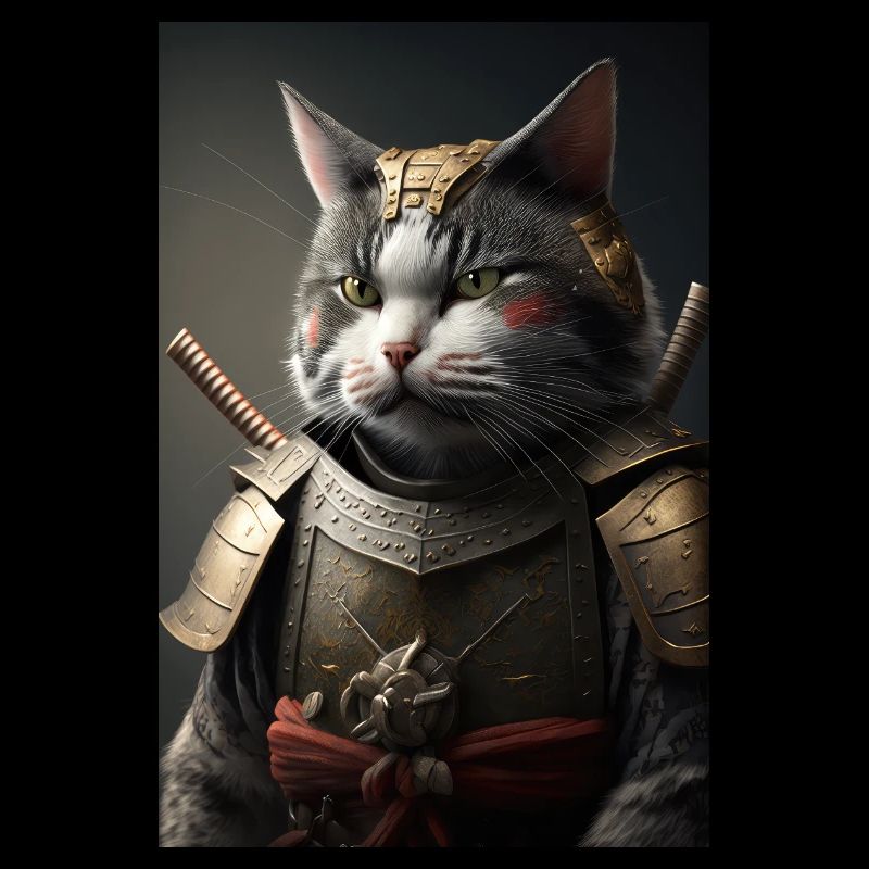 Samurai Cat Cat Cool Japan Warrior