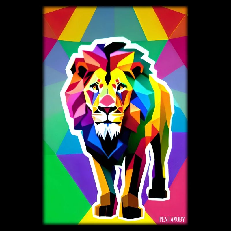 Leo Polygon Arc-en-ciel coloré sauvage Faune sauvage