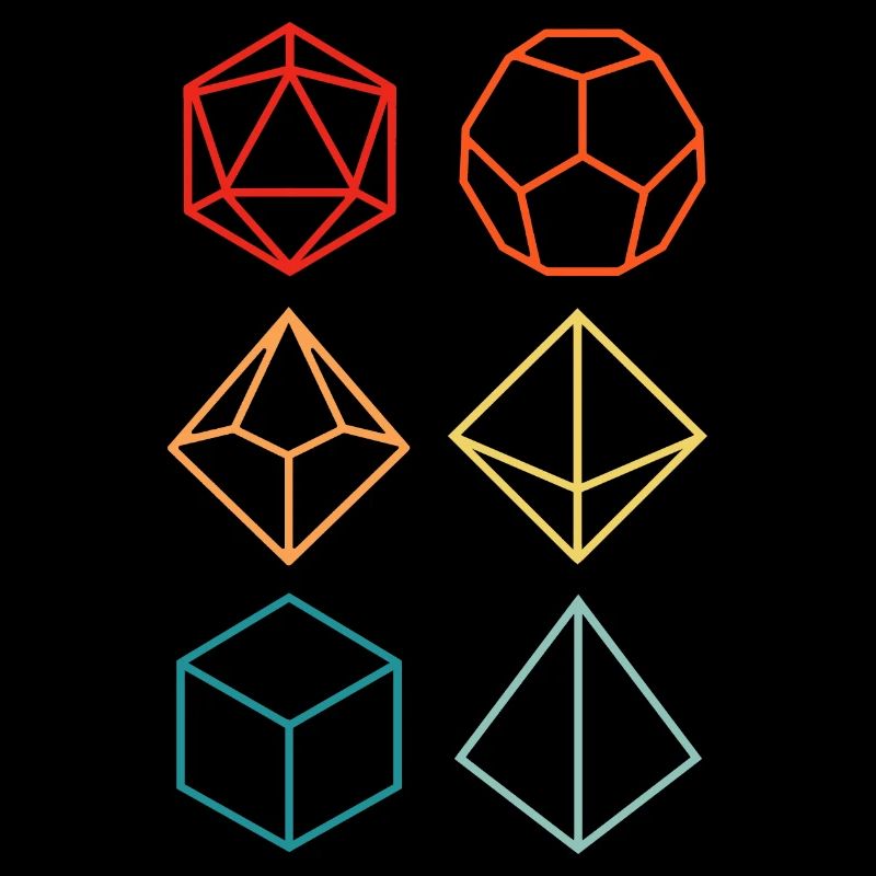 Donjon dragon - Set dés de jeux coloré silhouette