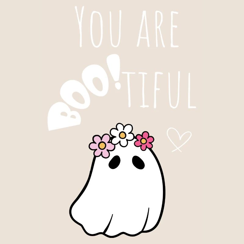 Halloween Ghost Kawaii « vous êtes bootiful » blanc