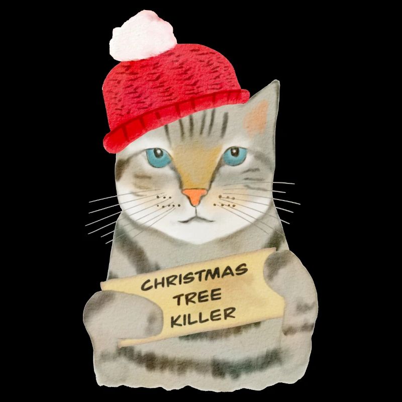 Witzige Weihnachts Katze - Christmas Tree-Killer