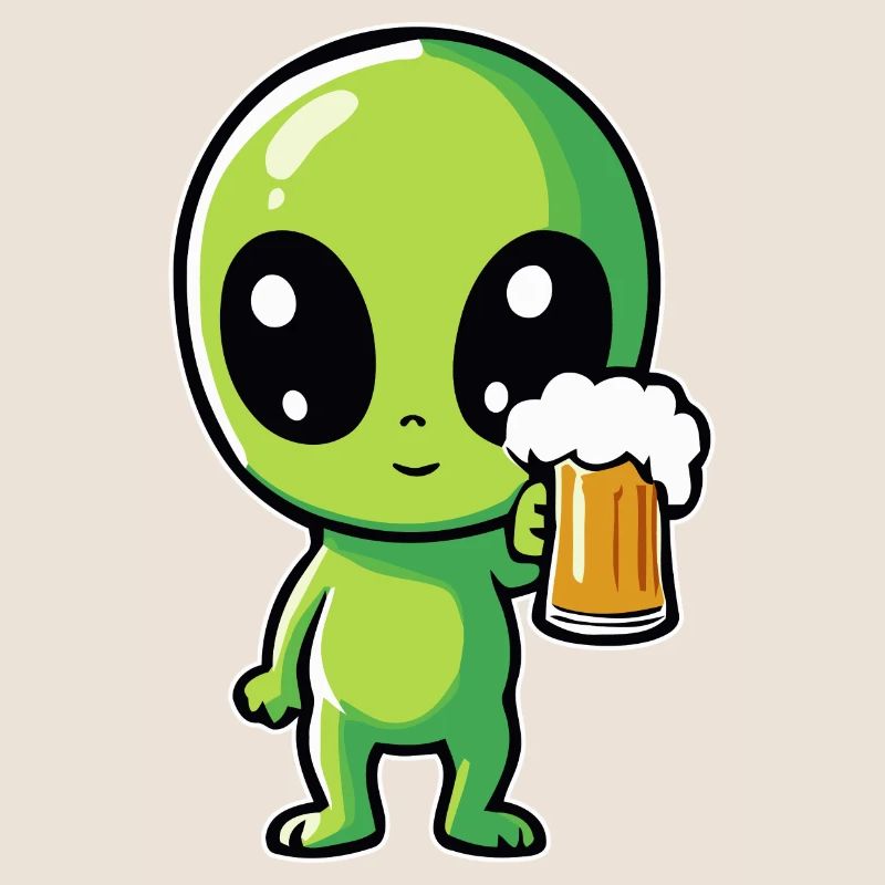 Alien avec de la bière
