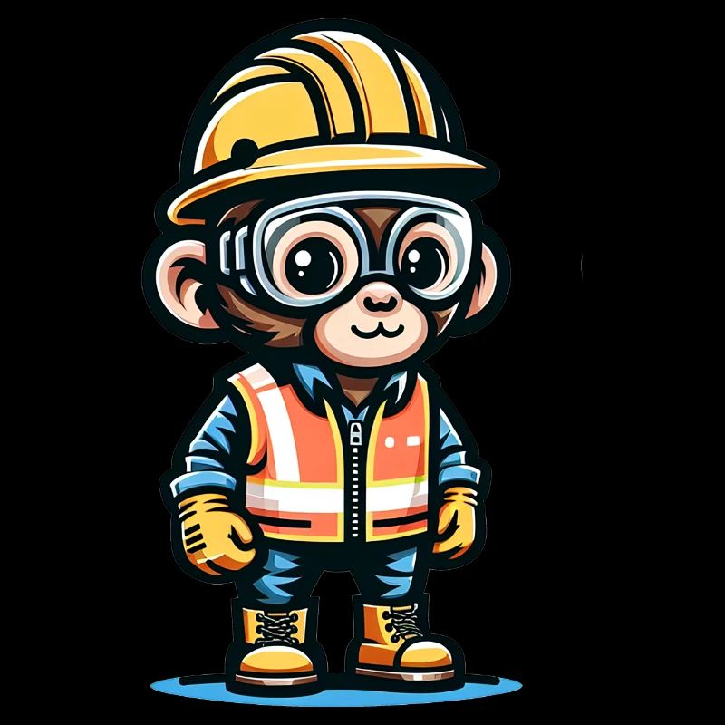 Mignon singe ouvrier de la construction