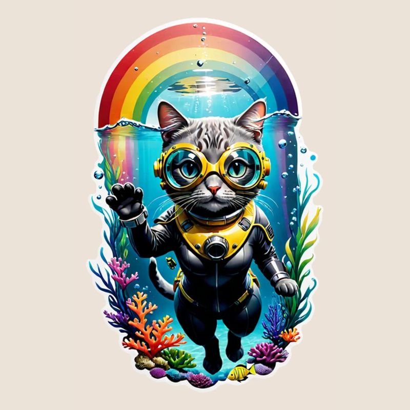 chat faisant de la plongée