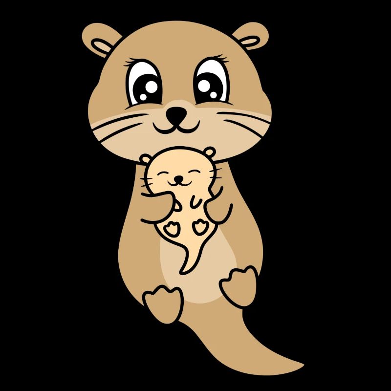 Mère et bébé loutre mignon