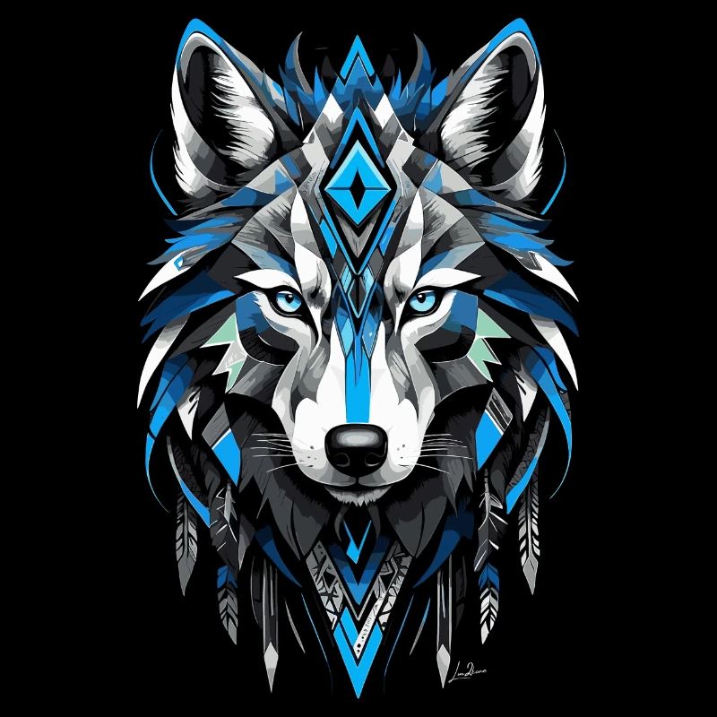Blue Geometric Wolf