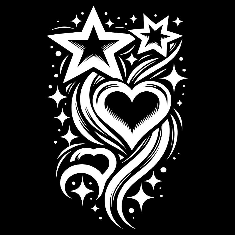 Composition de tatouage de cœurs et d’étoiles