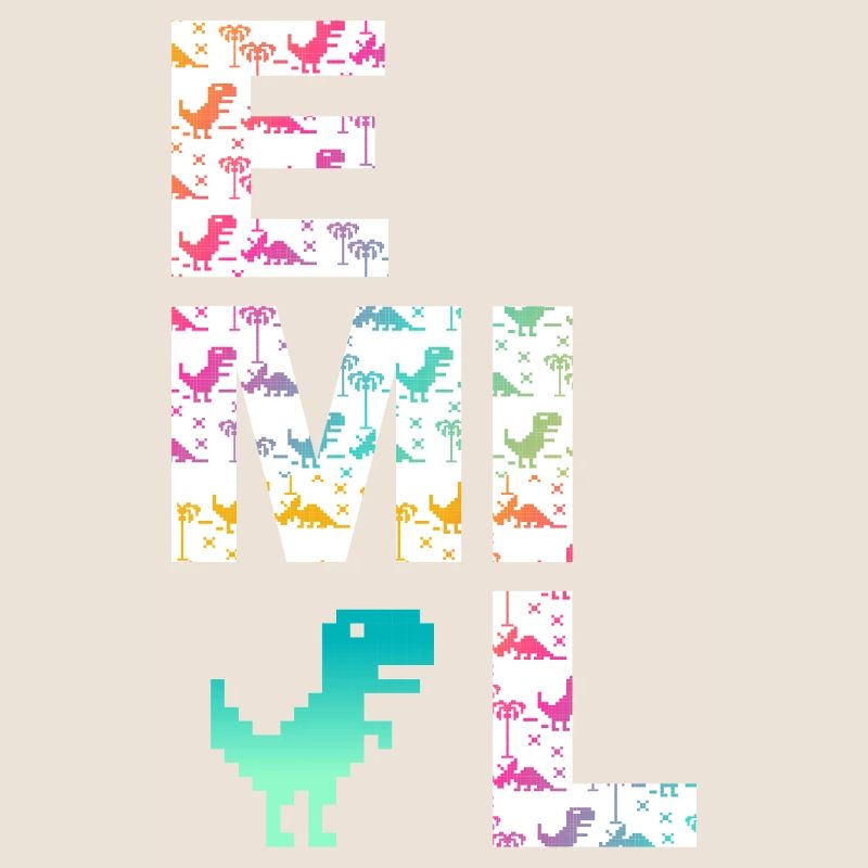EMIL - Beautiful boy name with dinosaur