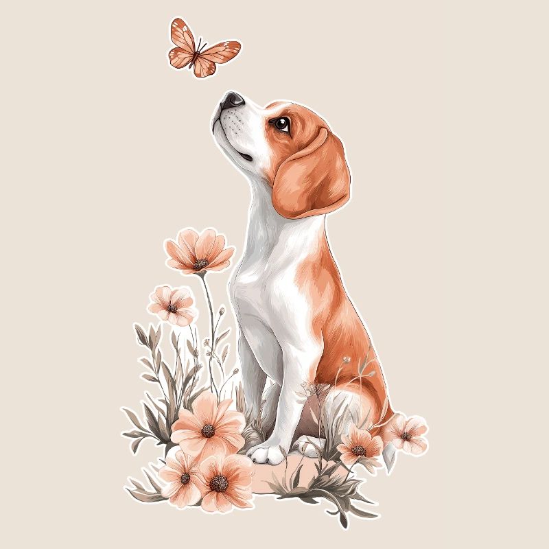 Beagle et papillon