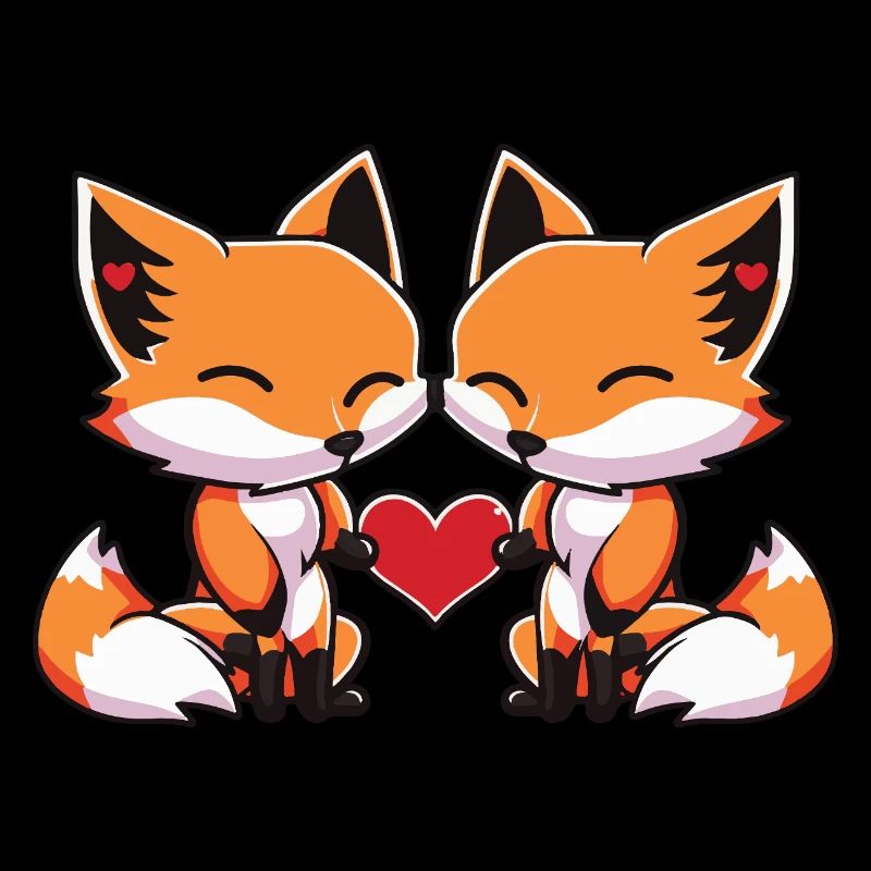 Couple Renard Saint-Valentin
